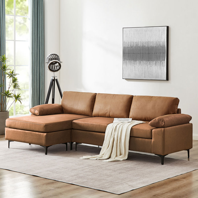 Wrought Studio Amreena 2 Piece Faux Leather Chaise Sectional